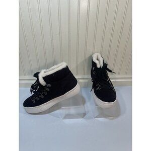 MUDD BEYLEY FAUX FUR HIGH TOP SNEAKERS SHOES FUR TRIM BLACK SIZE 6